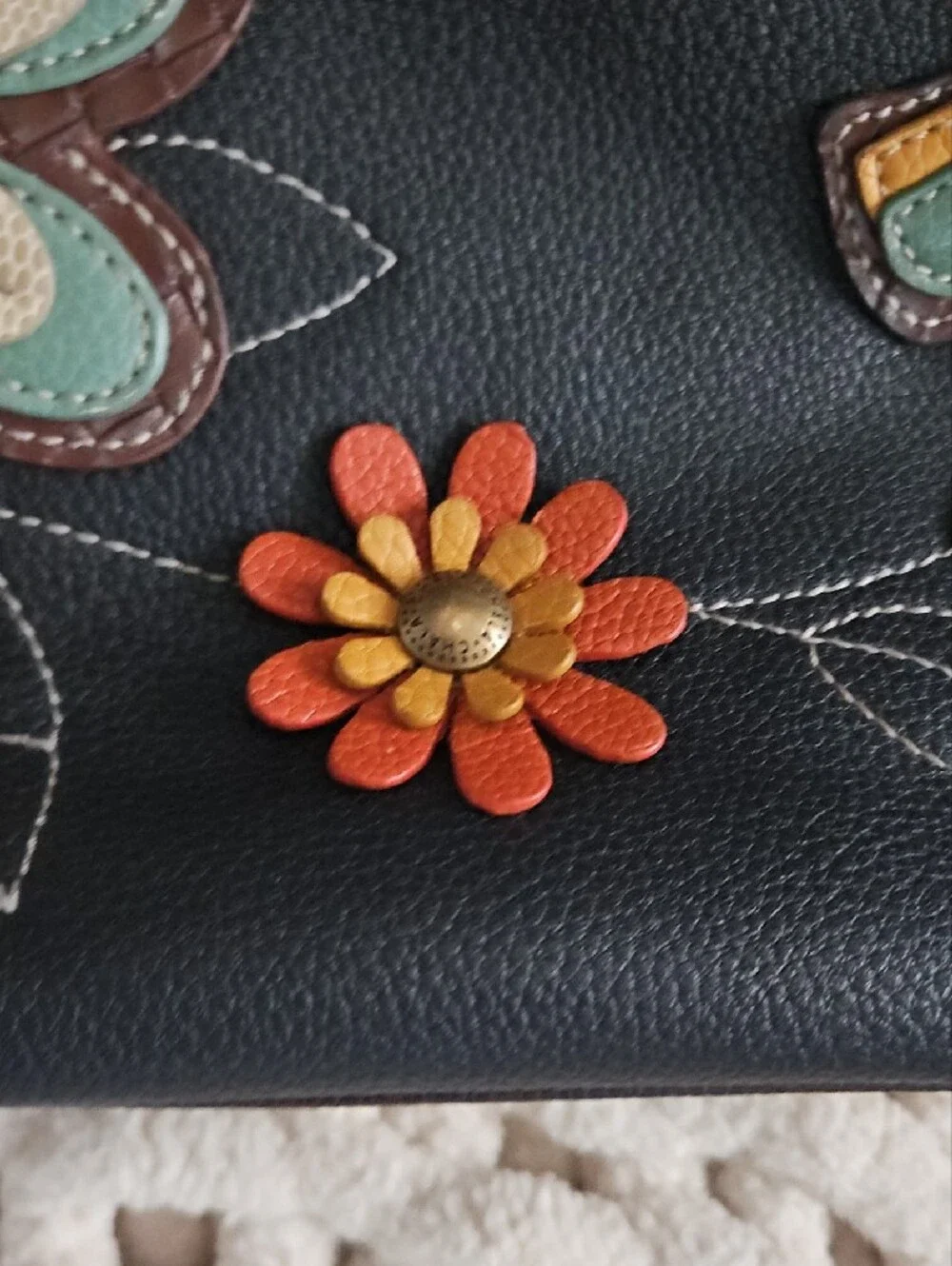 Chala Tote Handbag Multicolor Hummingbird & Floral 3D Appliqués
